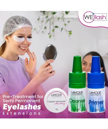 Eyelash Extension Kit - 3-in-1 Cleanser & Pre-Treatment | Lamour Lash Primer & Extension Cream Remover for Long-Lasting Eyelashes - Buy Online on GoSupps.com