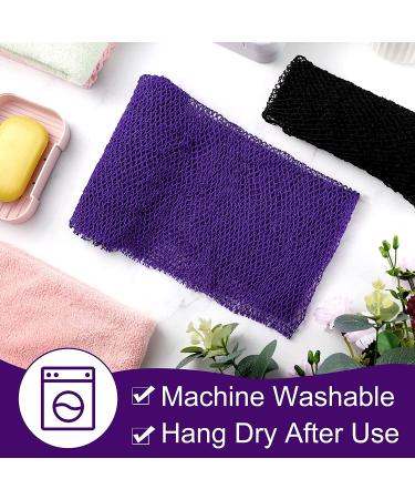 African Exfoliating Bath Sponge Set - Long Net Scrubber for Shower & Body - Black Purple - Daily Use or Stocking Stuffer - Buy Online on GoSupps.com