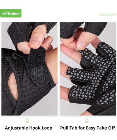 Trideer Workout Weight Lifting Gloves with Wrist Straps - Breathable Fingerless Gym Gloves for Men & Women - Full Palm Protection - Ideal for Training, Pull Ups, Fitness at Home - Black (Large) - Buy Online on GoSupps.com