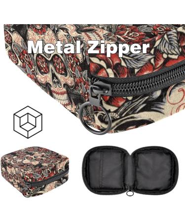 Rosen Sugar Skull Menstrual Pad Bag | Stylish Sanitary Napkin Storage for Teens & Women | Zipper Pocket for Menstrual Cups - Buy Online on GoSupps.com