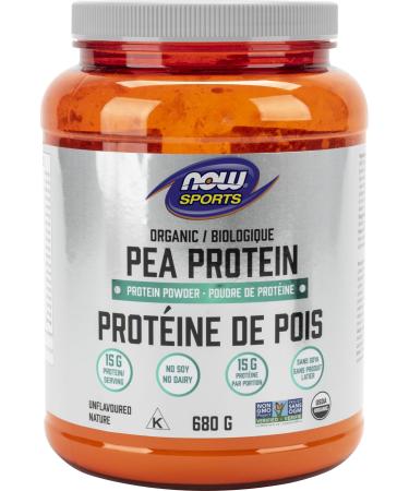 NOW Sports Nutrition Certified Organic Pea Protein 15 Grams Unflavoured Powder 680g