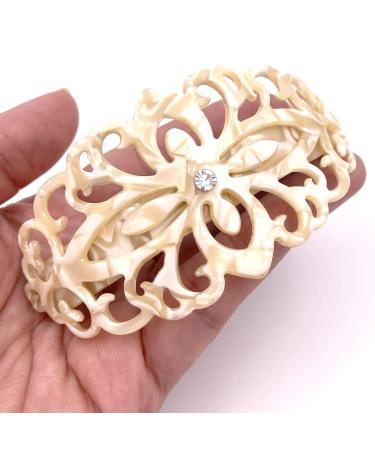 Strong Large Hair Clip Set - Ivory White Marble Filigree for Thick Hair | Perfect for Women | International Shipping - Buy Online on GoSupps.com