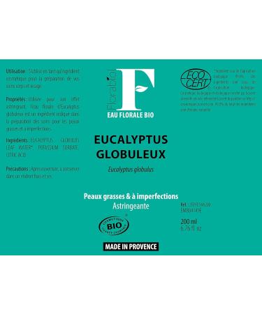 Florabiol - Organic Eucalyptus Globulus Floral Water 200 ml - Astringent Lotion - Purifying Refreshing Stimulating - Ecocert Organic Certified - French Made - Buy Online on GoSupps.com