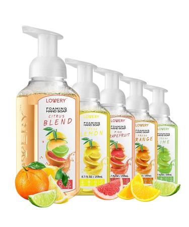 Moisturizing Foaming Hand Soap Pack - Aloe Vera & Essential Oils - Alcohol-Free Citrus Blend - Lemon, Orange, Lime, Pink Grapefruit - Kitchen/Bathroom Hand Wash - Set of 5 - Buy Online on GoSupps.com