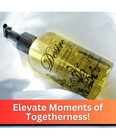 Desire Sensual Massage Oil - All Natural Couples Massage Oil with Sweet Almond Grapeseed & Jojoba - 8oz Vanilla - Buy Online on GoSupps.com