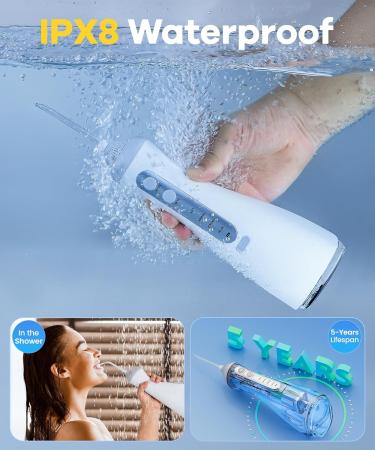 Buy Water Flosser with Unique U-Shaped Tip | 4 Modes 8 Replacement Tips IPX8 Waterproof - Ideal for Home & Travel - Buy Online on GoSupps.com