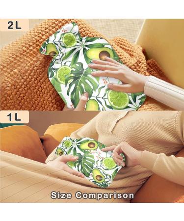 NAANLE Watercolor Heat Bottle - 2L Transparent Hot Water Bottle with Palm Leaf & Avocado | Large Hand & Foot Warmer for Pain Relief & Therapy - Buy Online on GoSupps.com