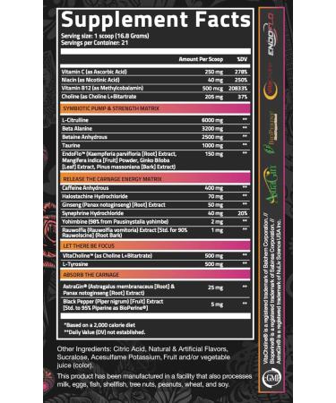 Carnage Advanced Pre-Workout - Blood Cherry Lemonade | Boost Energy Focus & Strength with Patented Ingredients - Buy Online on GoSupps.com