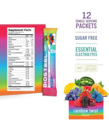 BioSteel Sugar-Free Hydration Mix with Electrolytes & B Vitamins - Rainbow Twist, 12 Packets - Buy Online on GoSupps.com