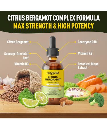 HOLLEGEND Citrus Bergamot Liquid Drops Organic Citrus Bergamot 1000mg Supplement for High Cholesterol Plus Soursop CoQ10 Vitamin D3 K2 for Heart Immune Health Support Vegan Lemon Flavor 2 Fl Oz - Buy Online on GoSupps.com