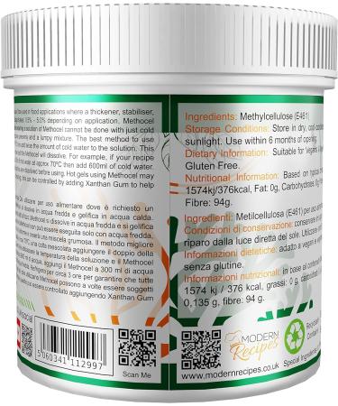 Methocel (Methylcellulose) 500g Premium Quality Food Grade Vegan Non-GMO Gluten Free - Recyclable Container - Pack of 1 - Buy Online on GoSupps.com