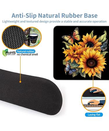 Keyboard Wrist Rest + Mouse Pad + Mouse Wrist Rest Support Set + Coaster Ergonomic Memory Foam Mouse and Keyboard Pad Set for Laptop Computer Office Home Working Gaming Sunflower Butterfly - Buy Online on GoSupps.com