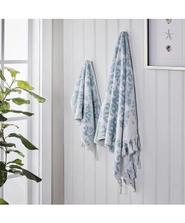 SKL Home Mirage Fringe Turkish Cotton Hand Towel Set - Aqua (Set of 2) - Buy Online on GoSupps.com