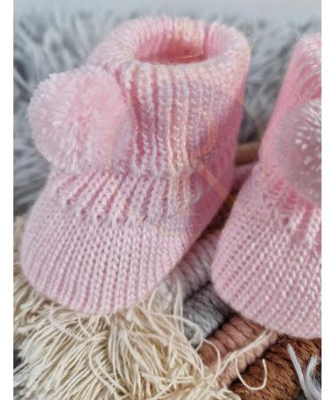 Royal Icon Newborn Baby Booties 0-3 Months | Pom Pom Bootees for Baby Boys & Girls | Warm & Stylish | Indoor & Outdoor Use | Pink RI408 - Buy Online on GoSupps.com