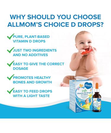 Vitamin D Drops 400IU 0 to 3 Year Olds 30 ml - Allmom's Choice - Buy Online on GoSupps.com