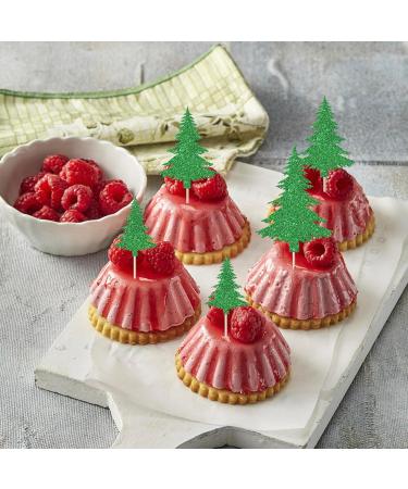 Rsstarxi 24 Pack Glitter Christmas Tree Cupcake Toppers 3 Designs Watercolor Assorted Xmas Green Cupcake Toothpicks for Christmas Winter Holiday Baby Shower Party Cake Decorations Design 20 - Buy Online on GoSupps.com