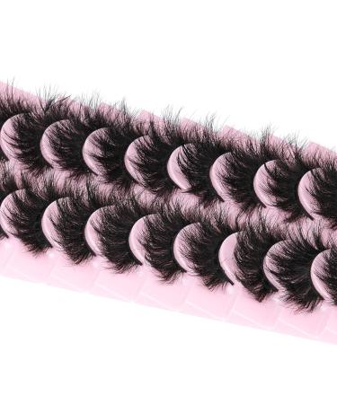 Fanxiton 8D Dramatic Faux Mink Lashes - 10 Pairs 20mm Soft Wispy Fluffy Volume False Eyelashes - Buy Online on GoSupps.com