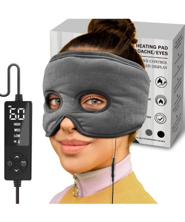 sticro Sinus Relief Mask Moist Heat with 3 Temp Settings  Ex-Large Headache Mask Electric Face Heating Pad for Sinus Pressure Relief  Migraine  Tension Headache Relief Gray