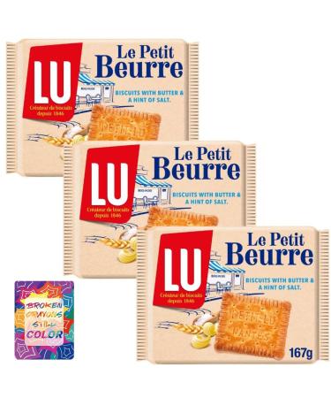 LU Le Petit Beurre Biscuits 167g (3 Pack Bundle) With Oerich Inspirational Card