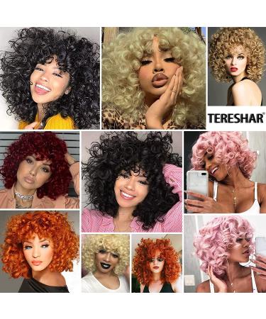 Tereshar Short Curly Wig for Black Women with Bangs - Ginger Orange - Buy Online on GoSupps.com