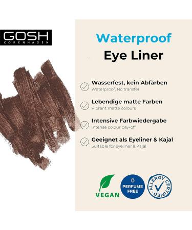 Gosh Matte Eyeliner in Intensive Black | Creamy Soft Texture | Vegan & Perfume-Free | Ideal for Smokey Eyes | High Opacity | 1 Pack - Buy Online on GoSupps.com