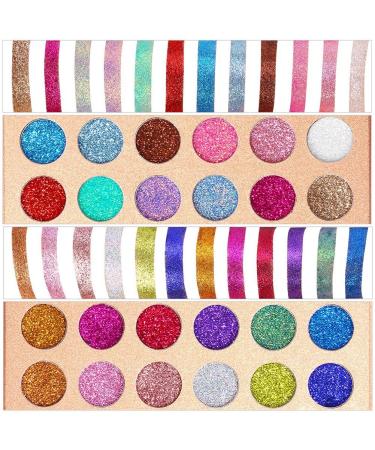 Delanci Glitter Eyeshadow Palette - 24 Highly Pigmented Neon Colors | Gold Blue Red Pink - International Shipping Available - Buy Online on GoSupps.com