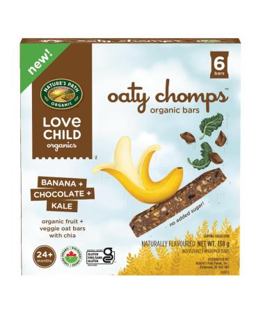 Love Child Organics Oaty Chomps Banana + Chocolate + Kale Snack Bars 138 g (Pack of 8) Gluten Free Fair Trade by Nature's Path
