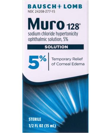 Muro 128 Solution Sodium Chloride Hypertonicity Ophthalmic Solution 5% Temporary Relief of Corneal Edema 0.5 fl oz (15 mL) (Pack of 2) - Buy Online on GoSupps.com