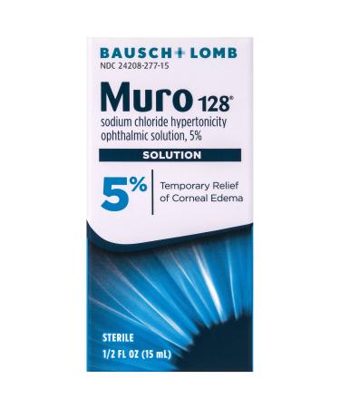 Eye Drops by Muro 128, Temporary Relief for Corneal Edema, 5% Solution, 0.5 Fl Oz 5% Solution - 15mL