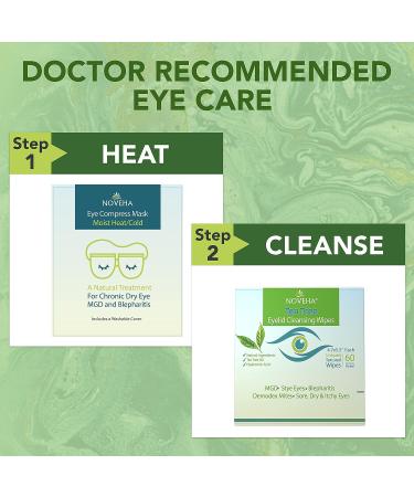 Noveha Tea Tree Oil Eyelid & Lash Wipes with Hyaluronic Acid for Blepharitis, Itchy Eyes & Makeup Removal - 60 Count - Buy Online on GoSupps.com