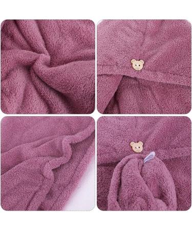 Super Absorbent Cartoon Animal Hair Towel Wrap - Thick Coral Fleece Turban for Women - Purple Fox Design - Anti-Frizz Microfiber Hair Drying Towel for Wet Curly Long Hair - Buy Online on GoSupps.com