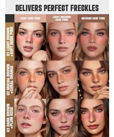 Anglicolor Tache de Rousseur 2-EN-1 avec blush naturel s chage rapide r sistant l'eau facile utiliser contr le de la taille des taches de rousseur maquillage h l (01#Light Brown+Soft Nude Pink) - Buy Online on GoSupps.com