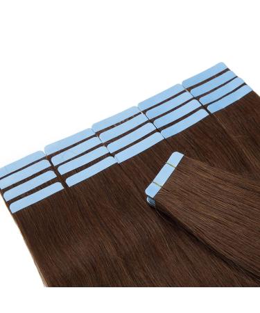 Silk-Co Tape in Extensions | Real Hair #4 Mittelbraun - 20 Wholesale 4cm Wide - 40g Remy Hair Extensions 30cm Length - Buy Online on GoSupps.com
