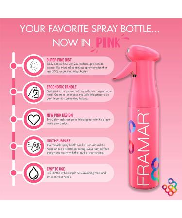 Framar Continuous Spray Bottle - Premium Pink Water Spray Bottle for Hair Curly Hair & Hair Mist - Ideal for Hydration & Styling - Buy Online on GoSupps.com