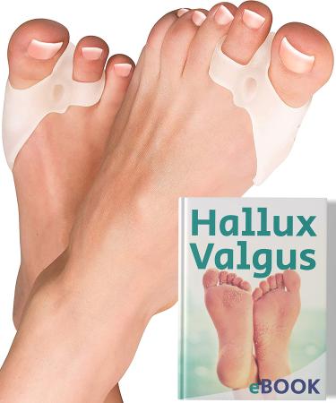 YOGAMEDIC Bunion Corrector Toe Separator with Adjustable Gel-Pad to Spread & Stretch 6Pcs for Hallux Valgus & Bunion Support- 0% BPA Soft Silicone One-Size Pads Protector for Overlapping Toes Unisex Transparent