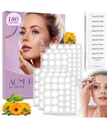 XVXV Pimple Patches for Face - Hydrocolloid Acne Patches Invisible Blemish Zits Dots Spots Cover Stickers with Tea Tree & Salicylic Acid 4 Sizes 180 Count V1020