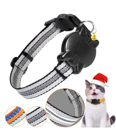 Airtag cat neck band - integrated Airtag collar cat collar waterproof reflective cat neck airtag with safety closure elastic band for kitten small dog (gray s) s (23-33cm) gray - Buy Online on GoSupps.com