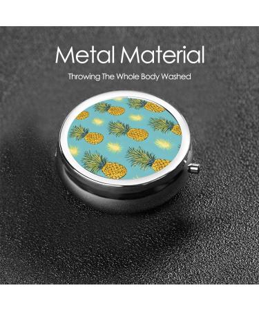 Tropical Fruit Pineapple Mini Round Pill Box | 3 Compartment Pill Organizer for Travel & Home Use | Portable Medicine Case - Buy Online on GoSupps.com