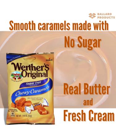 Werthers Original Sugar Free Chewy Caramel Candy| 1.46 Ounce Bags - Pack of 6 | Bundled with Ballard Caramel Sauce Recipe Card - Buy Online on GoSupps.com
