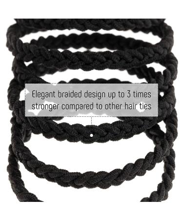 Royal Black Braided Hair Ties - 8 Pcs Ponytail Holders and Men's Bracelets - Buy Online on GoSupps.com