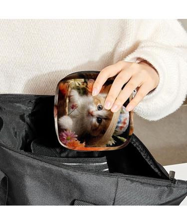Buy Cute Cat Flower Hat Period Bag - Stylish Sanitary Napkin Storage for Purses | International Shipping Available - Buy Online on GoSupps.com