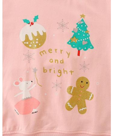 Girls Cotton Sweatshirt - Long Sleeve Casual Jumper for Toddler Girls, Age 3-4 Years, Christmas Pink - Buy Online on GoSupps.com