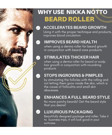 Nikka Notto QMD Derma Roller for Hair Growth & Beard Growth - 0.25mm Facial Skin Care for Women & Men - Banish Scars, Dermaroller Gold - Buy Online on GoSupps.com