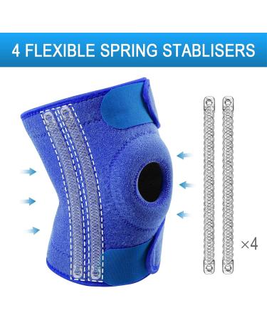 AVIDDA Knee Support Brace with Side Stabilizers | Adjustable Patella Tendon Brace for Running & Sports | Joint Pain & Arthritis Relief | Men & Women | Blue (M-XL) - Buy Online on GoSupps.com