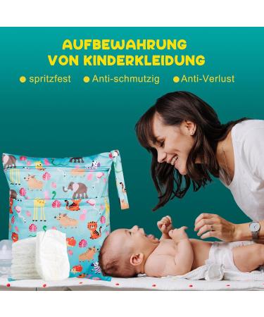 Buy Loscarol 2-Piece Wet Bag Set | Large Kindergarten & Small Diaper Wet Bag | Personalized Cloth Diaper Bags (Zoo) | International Shipping Available - Buy Online on GoSupps.com