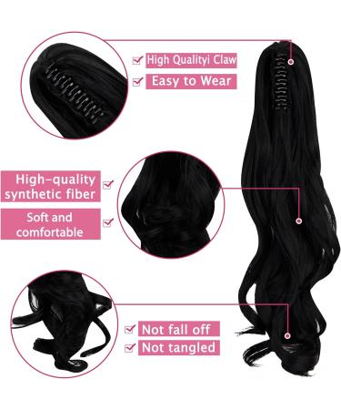 Curly Dark Black Claw Clip Ponytail Extension 18 Inch - Buy Online on GoSupps.com