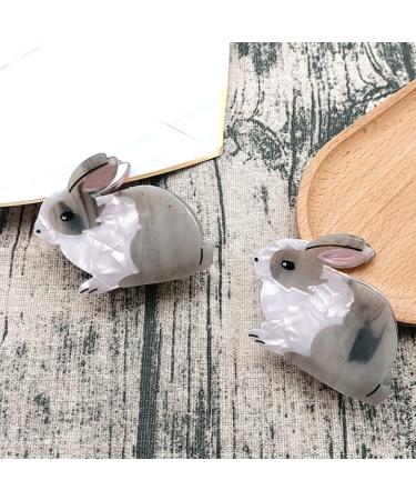 Cute Grey Bunny Hair Clips - Small Cellulose Acetate Hair Accessories for Girls (Pack of 2) - Buy Online on GoSupps.com