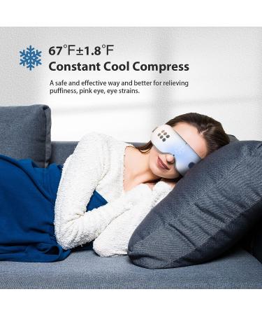 Fmlave Eye Massager with Heat and Cooling - Rechargeable, Bluetooth Music, Premium White - Relieve Migraines, Dry Eyes, Dark Circles - Improve Sleep - Great Gift for Men and Women - Buy Online on GoSupps.com
