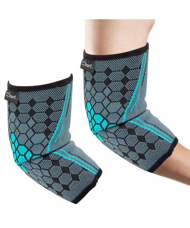 Elbow Compression Sleeve Breathable Pickleball Elbow Sleeve Arm Support Compression Sleeve for Pickleball Powerlifting Weightlifting Golfers Tennis Forearm Support Pads (Medium Black/Blue) Medium Black/Blue