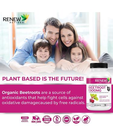 Organic Beetroot Supplement 1300mg Extract - Lower Blood Pressure & Boost Energy - 90 Veggie Capsules - Buy Online on GoSupps.com